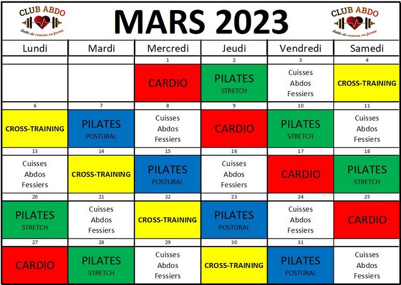 Planning de votre salle de sport à Bayonne - CLUB ABDO