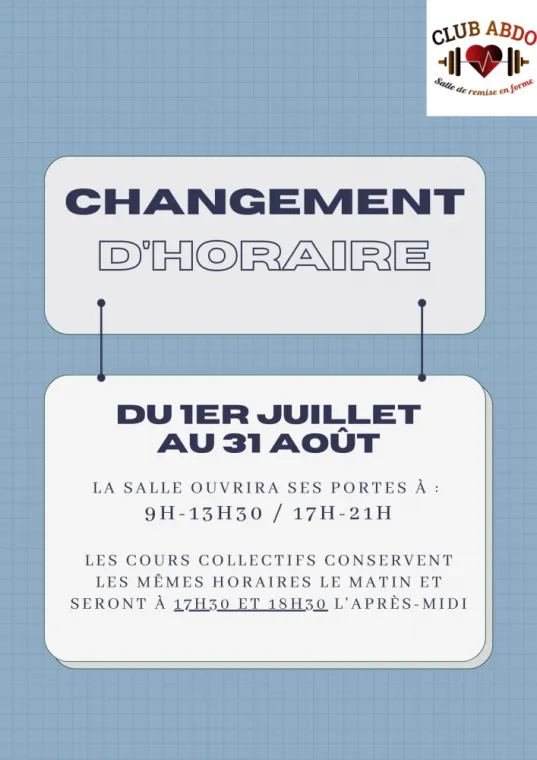 Changement d'horaires, Bayonne, CLUB ABDO