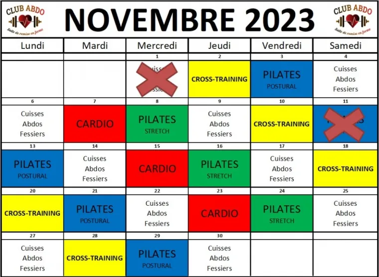 planning mois de novembre